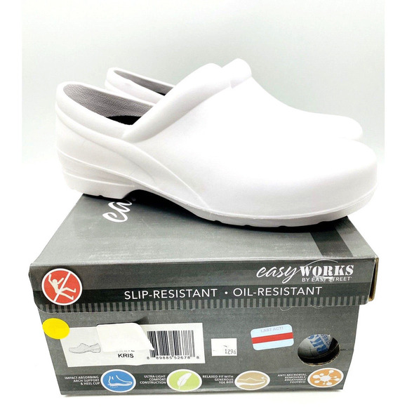Easy Works Women Kris Health Care Professional Clogs- White, US 10M - Picture 1 of 8